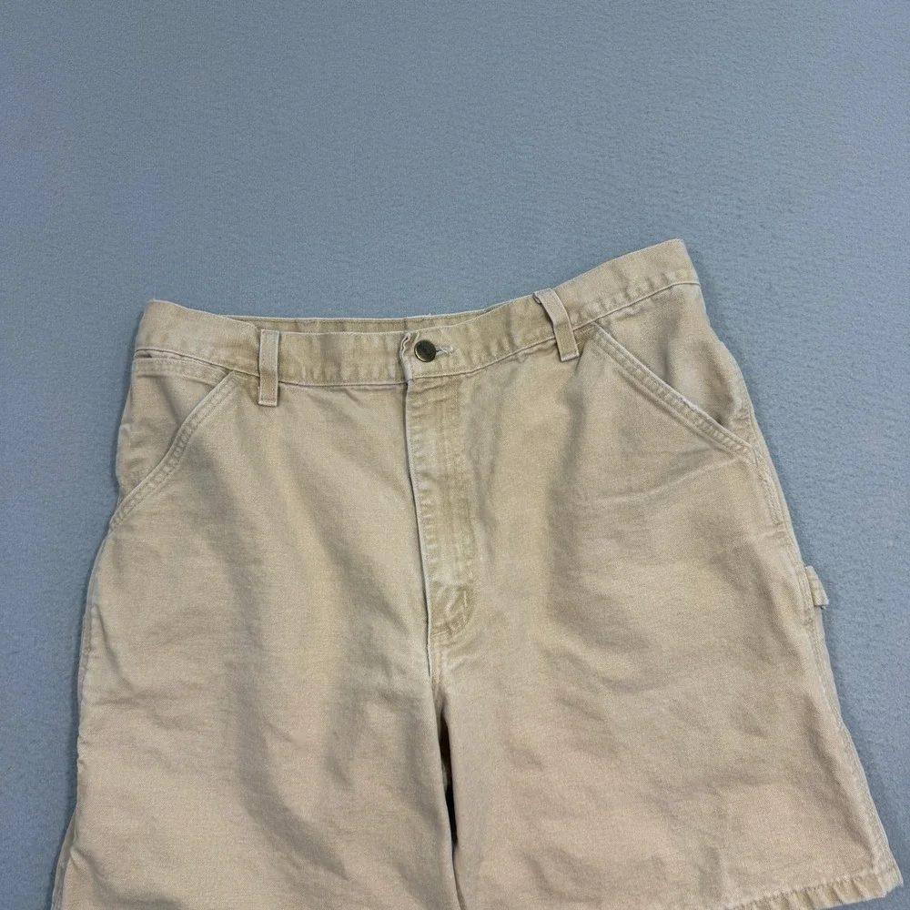 Vintage Carhartt Carpenter Shorts Men's 33 Tan Canvas 8